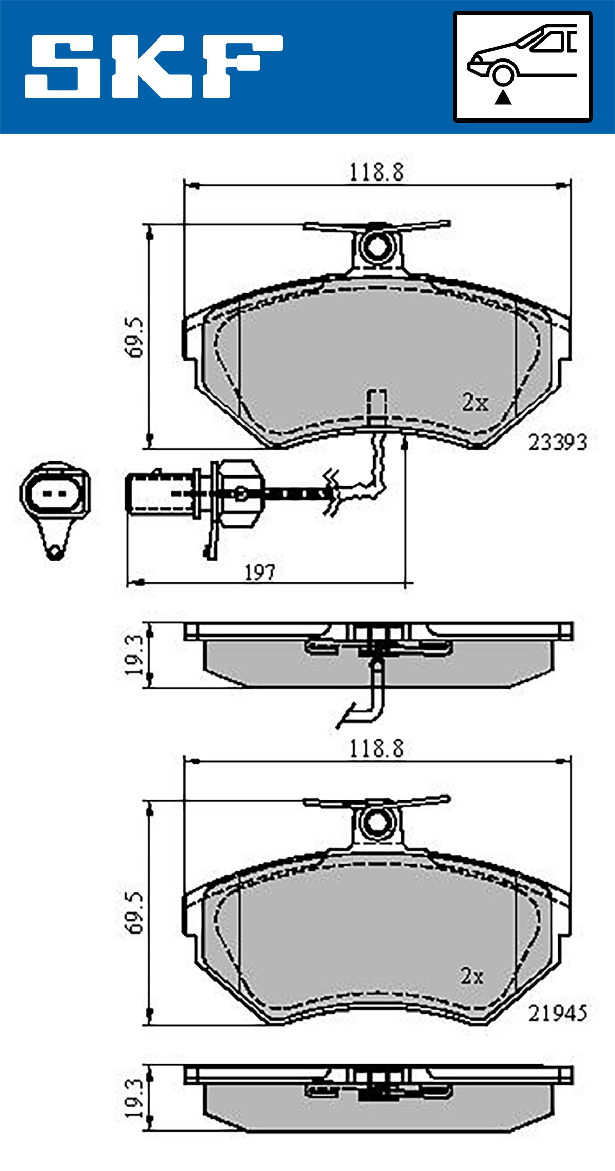 Set placute frana,frana disc VKBP 80547 E SKF